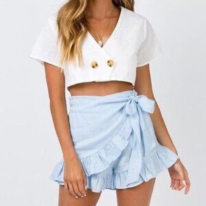 Princess Polly Herring Linen Shorts - Blue